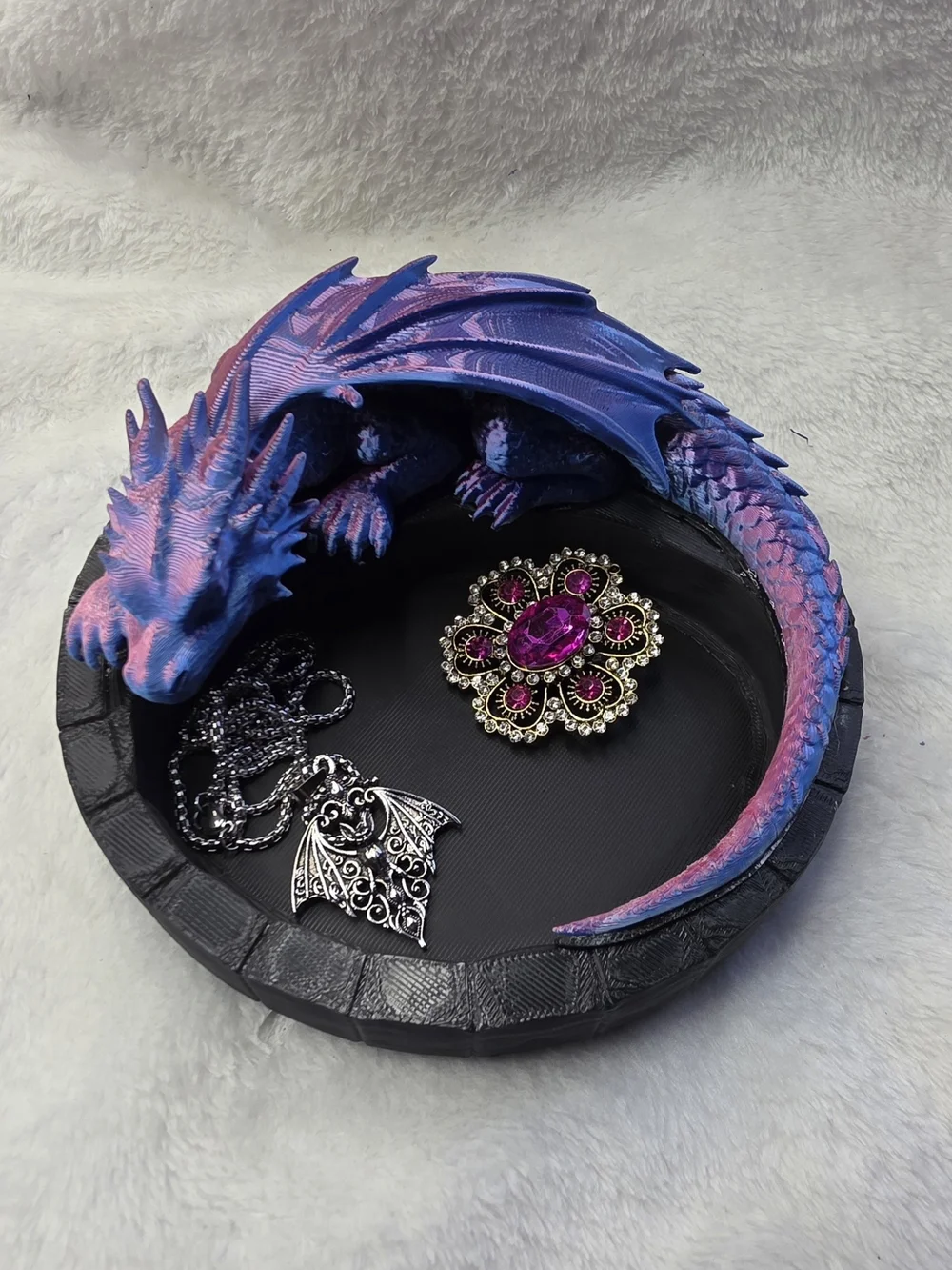 Blue & Pink Dragon Goth Trinket Jewelry Dish